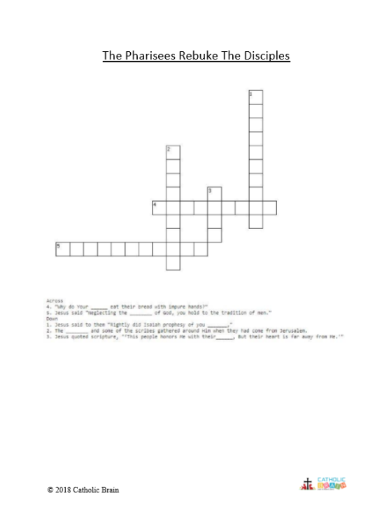 The Pharisees Rebuke the Disciples - Crossword